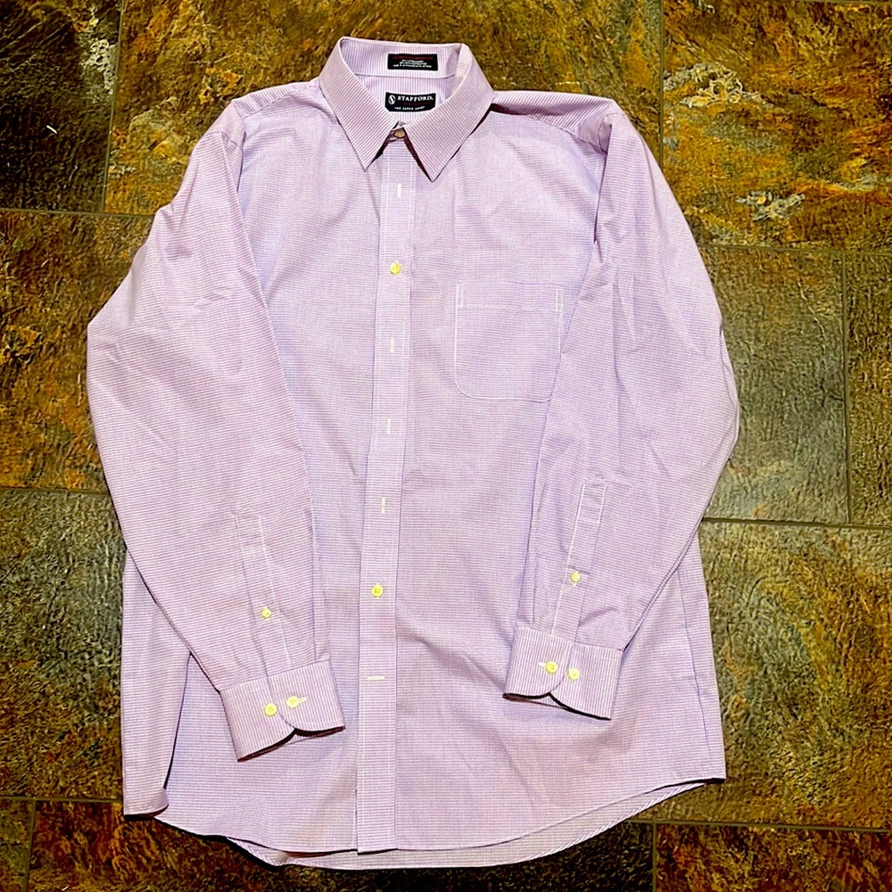 Stanford Purple and White Checkered Button Down Shirt